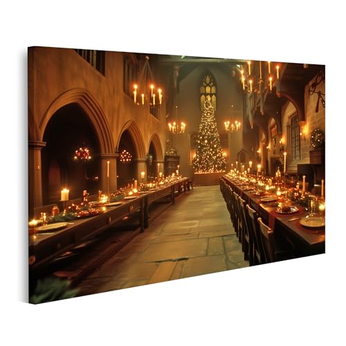 islandburner Bild auf Leinwand Großer Saal: Wandbild eines langen Tisches, stimmungsvoll im Kerzenlicht Speisesaal Eventlocation/Veranstaltungsort Wandbilder Bilder