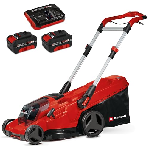 Einhell Akku-Rasenmäher RASARRO 36/42 Kit Power X-Change (36 V, 42 cm Schnittbreite, bis 550 m², Brushless, Mulchfunktion, 50L Fangkorb, inkl. 2x 4,0 Ah Akkus + Ladegerät)