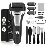 Hornhautentferner Elektrisch - Hornhaut Entfernen Fuß - Fusspflege Set Professionell mit 3 Ersatzrollen 2 Gear Hornhautentferner Pediküre Hornhautfeile Callus Remover für Fußpflege (Schwarz)