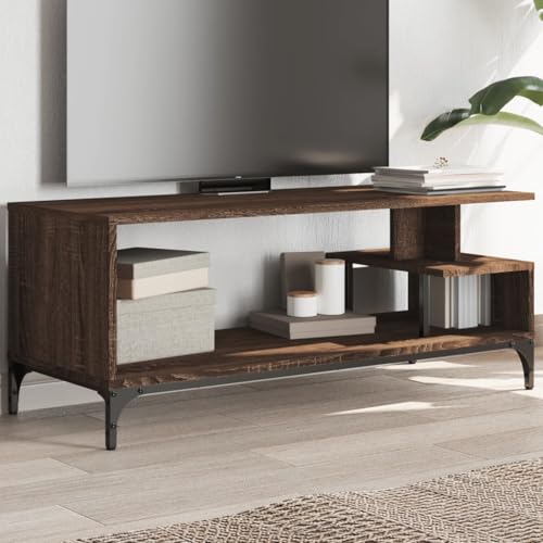 Woonisher TV-Schrank Braun Eichen-Optik 102x40x41 cm Holzwerkstoff Stahl tv Schrank Sideboard fernsehschrank