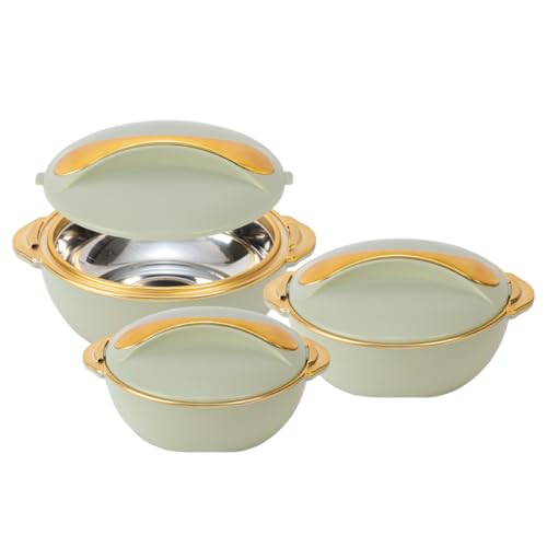 Pinnacle Thermoschüssel mit Deckel 3tlg. Set 3/2/1 Liter - Edelstahl - Warmhaltbehälter Essen, Salatschüssel - für Heiße Speisen