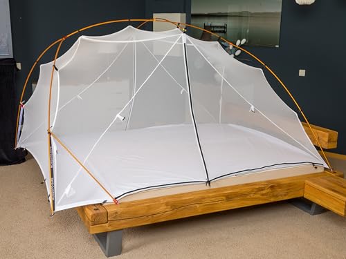 MOSQUITO-SAFE Moskitonetz für Reisen für Einzel- sowie Doppelbett anpassbar in Länge und Breite an jedes Bett Schutz vor Bettwanzen durch Imprägnierung extra-lang für große Personen patentiert