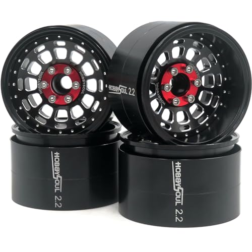 HOBBYSOUL Einstellbare 4 Offsets 2,2 Beadlock Räder Breite 1,57'' (40 mm) Felgen Champagnerblaue Farbe für Gen8 Everest Gen 7 Pro / SCX10 Capra Wraith Ryft / TRX4 AMG 6x6, (4 Stück)