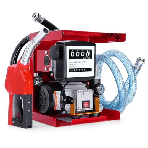 Dieselpumpe,230 V 550 W selbstansaugende Ölpumpe, mobile Tankstellen 60/min, mit Schläuchen und Zapfpistole, für PKW, Tankwagen, etc,unterstützt bis zu 230V