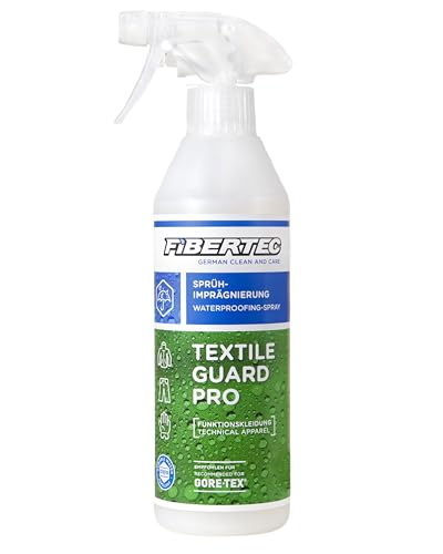 FIBERTEC Textile Guard Pro Imprägnierspray für Jacken & Outdoor-Kleidung 500ml – Wetterschutz mit biologisch abbaubaren Wirkstoffen, Imprägnierung in 100 % recycelter Flasche, Made in Germany
