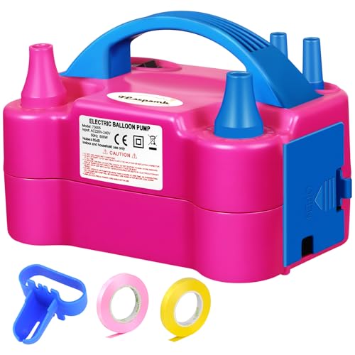 FLSEPAMB Luftballonpumpe Elektrisch, 600W Motor Ballonpumpe Elektrisch Klein with 2+2 Düse, Intelligenter 2 Modus Pumpe Luftballon, Tragbar Luftballon Pumpe Elektro