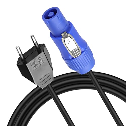 XMSJSIY PowerCon Eingang Europäischer C-Typ Stecker Stromkabel 250V 20A AC Europäischer Reisestecker Adapter zu PowerCON Verlängerungskabel für LED Schirm Strahl bewegliche Kopf Licht - 1M/3.28FT