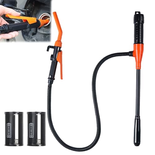 Portable Power Battery Pump, Portable Battery Pump for Gas, Liquid Fuel/Water Transfer Pump, Electric Siphon Pump Easy To Use Hand Fuel Pump with Adjustable Flow Control (Orange)