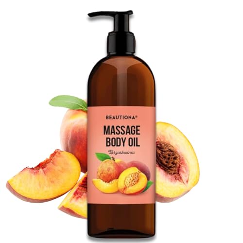 Beautiona - Körper-Öl für Massagen - Pflegeöl - Aroma-Öl - pflegendes Entspannungs-Öl - Massageöl & Körpermassageöl für Männer & Frauen (500 ml, Pfirsich)