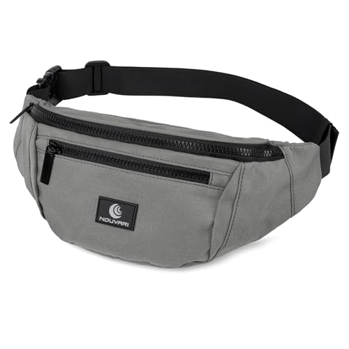 Bauchtasche für Damen und Herren Schwarz Hüfttasche für Festival, Camping & Sport Unisex Wasserabweisende Hip Bag für Reisen, Outdoor & Wandern (Carbon-Grau)