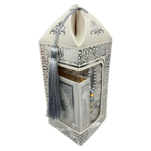 Ilm Verlag Wunderschöne Geschenkbox mit Quran, Gebetsteppich und Tesbih für Frauen, Männer, Kinder, Mädchen, Jungen (Silber)