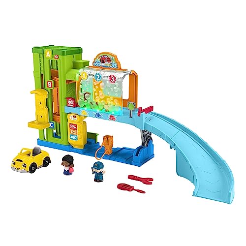 Fisher-Price Little People Lern-Garage - Interaktives Autogaragen-Spielset mit Lichtern, Musik und Smart Stages-Lerninhalten für Kleinkinder und Vorschulkinder, HRC61