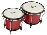 XDrum PERC Bongos Club Weinrot - 2 Trommeln mit 6" und 7" - Bongotrommeln mit stimmbaren Naturfellen und Stimmschlüssel - Holztrommeln Weinrot