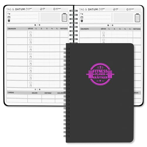Gym zubehör, Fitness zubehör, Workout Planer - A5 Trainingstagebuch Deutsch mit 186 Workout für dein Krafttraining - Undatierte Trainingsbuch - Schweißfest - Fitness Journal, Gym Buch für Frauen