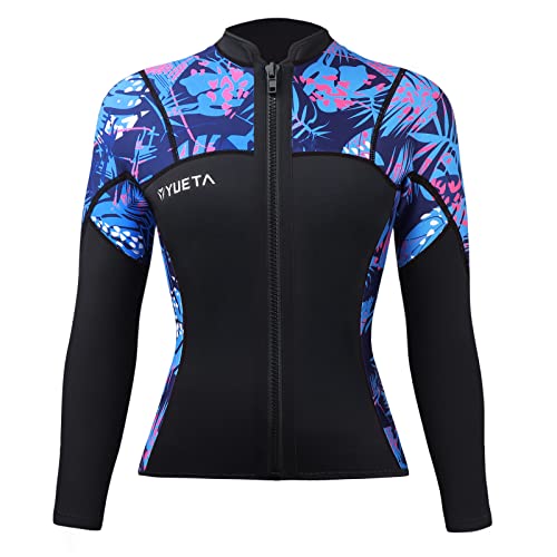 Neoprenanzug-Oberteil für Damen, 2 mm Neopren-Neoprenanzüge, Jacke, hält warm, Reißverschluss vorne, lange Ärmel, Tauchanzug für Tauchen, Surfen, Schnorcheln, Schwimmen