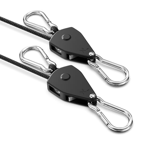 VIPARSPECTRA Verstellbar Seilspanner, 1-Paar 1/8" Schwerlastig Spanngurte mit Ratsche und Haken, Seilratsche für Hängen Pflanzen/Grow Lampe und Befestigung Sonnensegel vielfältigem In/Outdoor-Einsatz