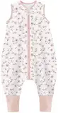 Teechodina Baby Schlafsack mit Füßen 100% reine Baumwolle 1.5 Tog Kinder Ganzjahres Schlafsack mit Beinen kleinkind Schlafanzug für Jungen und Mädchen, 1.5 Tog/Kirschblüte, 80cm/Baby Höhe 90-100cm