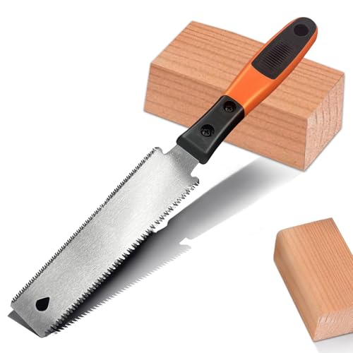 SURFOU Japansäge Ryoba Klein, Fein Japan Säge Feinsäge Holz Japanische Zugsäge, Japanese Saw Japansägen, Mini Handsäge Woodworking Tools Feine Holzsäge für Garten, Pull Hand Zugsägen