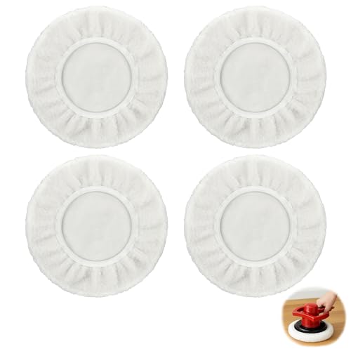 Polieraufsatz, Polieraufsatz Akkuschrauber, 4 Stück Lammwolle Polierscheiben Polierpads, für 220 mm-250 mm Polierhauben, Autolackpflege, Wachspolieren Poliermaschine