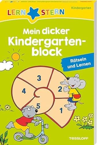 LERNSTERN. Mein dicker Kindergartenblock / 96 Seiten Rätselspaß / Suchbilder, Ausmalbilder, Labyrinthe und viele weitere Rätsel / Für Kinder ab 4 Jahren: Rätseln und Lernen