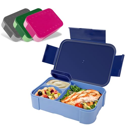 Pavlleen Brotdose Kinder mit Fächern, 900 ml auslaufsichere Lunchbox, Reise-Lunchbox, Jausenbox Brotbox, geeignet für Schule,Picknick, mikrowellen/spülmaschinenfest (blau)