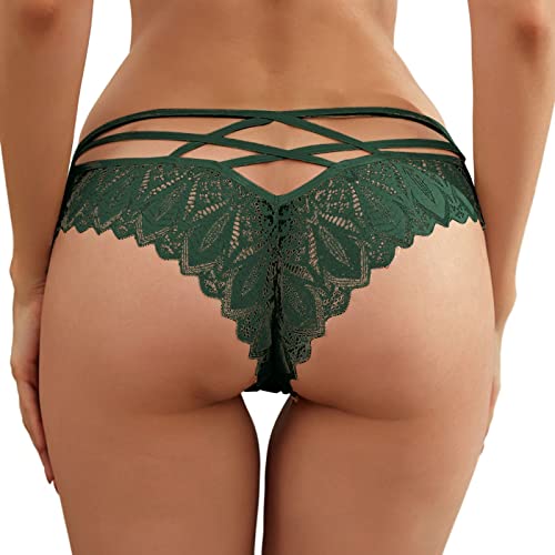Damen Unterwäsche Sexy Set Höschen für Frauen Crochet Lace Lace Up Panty Sexy Unterwäsche Unterwäsche Damen Set Schwarz (Green, XXL)