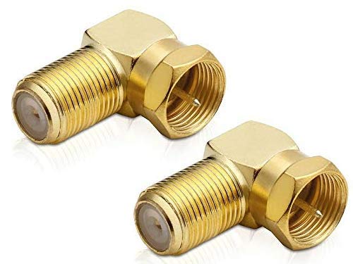 conecto 90-Grad-Winkeladapter F-Stecker auf F-Buchse, Adapter zum Abwinkeln eines F-Anschlusses vergoldet (2 Stück)