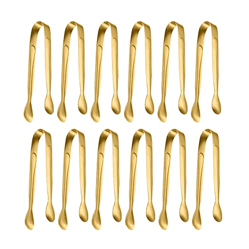 12-Pack kleine Eiszange Zuckerzange, Edelstahl Mini Serving Vorspeisen Zangen für Party Kaffee Tee Wein Bar Küche