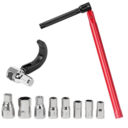Noosverl Standhahnmutterschlüssel Set 13 mm|Kralle SW 44 + Einsätze 8-17 mm, Standhahn-Mutternschlüssel-Satz, 9-tlg Mutterschlüssel|Klaueadpter