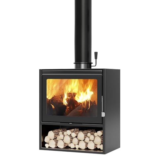 Kaminofen Aus Stahl Rollo Bereit Rechteckig Mit Raumluftunabhängig, Einfache Bedienung, Kaminofen, Heizofen, Holzheizung, Effizienter Und Umweltfreundlicher Raumheizer Mit Modernem Design