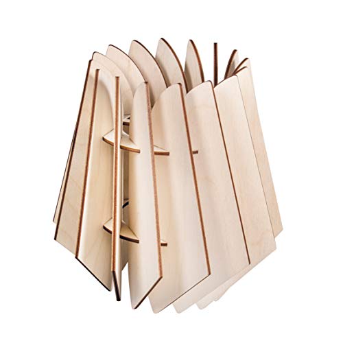 Rayher Bastelset Holz Lamellenlampe Oslo, skandinavisches Design, aus Naturholz, FSC Mix Credit, 18,5x18,5x20cm, Lampenschirm für Stehlampe oder Hängelampe, 62899505, Natur