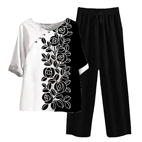 SKTIISN Damen Anzug Elegant 2 Teilig Große Größen Kleid Für Hochzeit Als Gast Hochzeitsmode 45355 Summer Dress Aesthetic Zweiteiler Damen Sommer Lang Leinen Frauen Weihnachtstag Sommer Outfit Workout