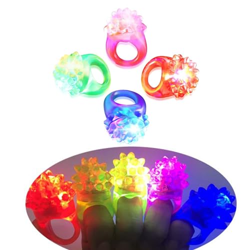 Cerioll Leucht Ringe, Leuchtende Ringe, 4 Stücke Blinkende LED Party Ringe, LED Fingerlicht, Bunte LED Leucht Ringe, Fingerlichter Spielzeug für Kinder Erwachsene Leuchten Party
