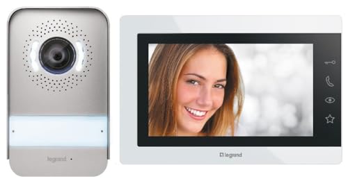 LEGRAND, EASYKIT Essential Video-Türsprechanlagen-Set mit 2-Draht-Anschluss, 7"-Farbmonitor & Weitwinkelkamera, 1-/2-Familienhaus-Set, erweiterbar, Reiheneinbau-Netzgerät, IP54-IK07, Weiß, 367915