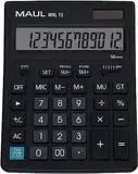 MAUL Kaufmännischer Taschenrechner MXL12 | 12 Stellen | inkl. Steuerberechnung | angewinkeltes Display |großer Profi-Tischrechner | Solarbetrieben | inklusive Batterie | 20,5 x 15,5 cm | Schwarz