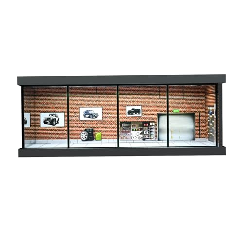 Diorama Parkplatz-Modellauto im Maßstab 1:43 mit Licht, Druckguss-Auto-Garage-Vitrine, Für Hot Wheels Display, Szene Modellauto Vitrine (Red Brick)