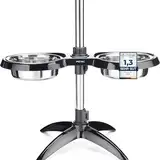 PetTec® Hundenapf erhöht Grosse Hunde [2 x 2,5L, Schwarz] - Futternapf Fressnapf Hund erhöht - Futterstation höhenverstellbar - Erhöhter Futternapf Hund - Dog Bowl - Hundebar - Futterbar Hundenäpfe