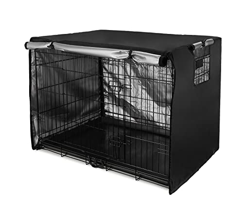 Sensong Hundekäfig Abdeckung für Drahtkäfige 124.5x79x84cm Hundebox Abdeckung Winddicht Langlebig Schwarz für Hundehütten Hundekäfig Zubehör Innen Draussen Zuhause