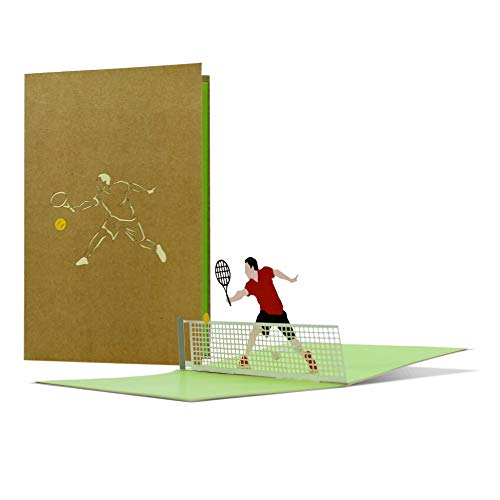 Diese-Klappkarten Pop-up Karte Gutschein oder Geburtstag - 3D Tennis - Geschenkgutschein für Tenniszubehör oder Tennisstunden - lustige Geschenkidee