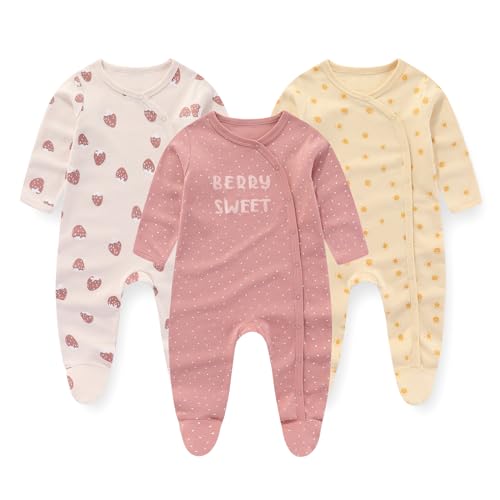 JELYLOVE Baumwolle Langarm Baby Jungen Mädchen Strampler 0-12 Monate Neugeborene Bekleidung 3er-Pack