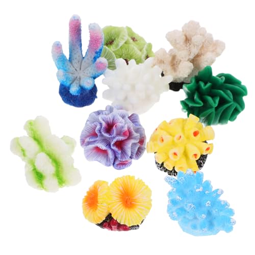BELLIFFY Einzigartiges Aquarium-zubehör 10er-Pack Künstliche Korallen-Dekoration Korallenskulptur Aus Kunstharz Für Die Landschaftsgestaltung Von Aquarien