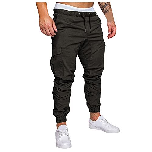 Beokeuioe Hosen Herren Lange Regular Fit Softshellhose Einfarbige Freizeithose Taschenhose Jogger Atmungsaktiv Lederhosen mit Kordelzug und Seitentasche Herrenhose Laufhose