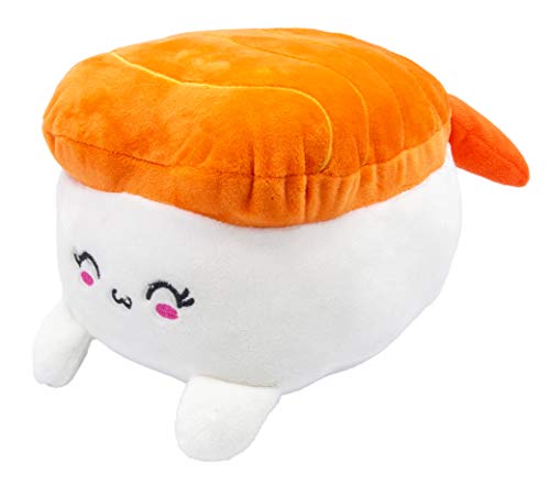 Joy Toy - Plushi Nigiri Sushi mit Garnele (gestickt) Plüsch - Größe 20 cm, Weiß,orange,rosa,schwarz