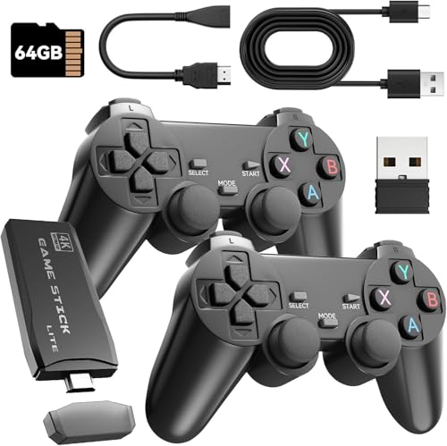Retro Gaming Konsole Classic M8 64G Wireless Game Stick, 20000+ Spiele, 4K HDMI Ausgang Plug & Play Handheld Game Konsole mit 2.4G Wireless Controller Gamepad, für Weihnachten Geburtstag Geschenke