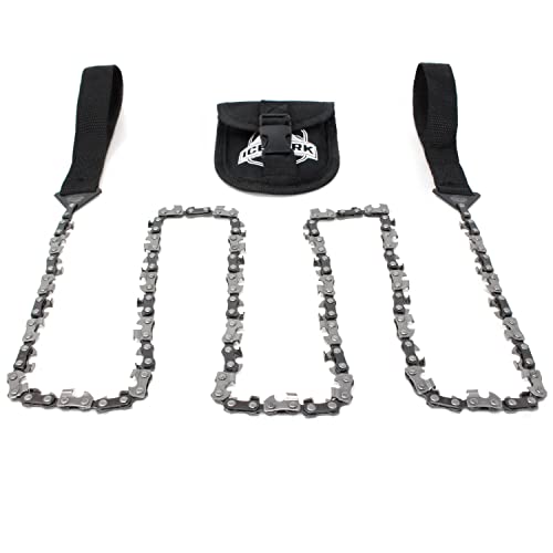 Iceberk Hand-Kettensäge Carbonstahl - Rostfreie Klappsäge für Äste & Bäume - Survival Säge mit Gürteltasche - Für Camping, Pfadfinder & Jagd – Drahtsäge für Holz - 120 cm