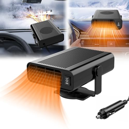 Horuili® Tragbare Autoheizung, Autoscheibenentfeuchter, Enteiser für tragbare Autoheizungen, 2-in-1 Heizungs- und Kühlungsventilator für SUVs, Autos und LKW