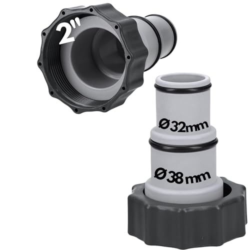 Kalitec Pool Adapter A - Schlauchadapter Pool 38mm und 32mm - Pool Zubehör Schlauchtülle mit Dichtring (2er Set)