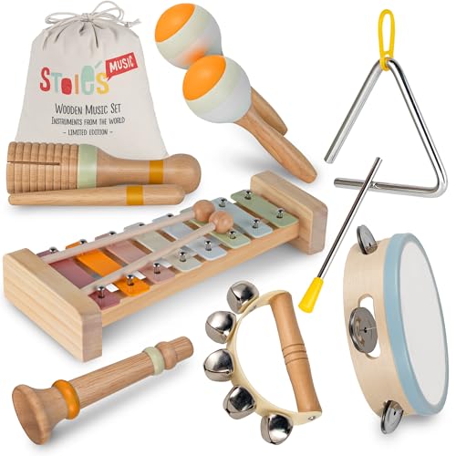 Stoie's Holz-Musikinstrumente für Kleinkinder im Alter von 1-3 Jahren, Montessori Baby Musikinstrumente für Kleinkinder von 3–5 Jahren, Musikinstrumente