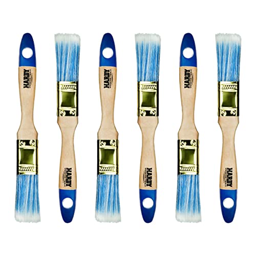 Hardy Flachpinsel Serie 42 zum Malen mit Acrylfarben und Lacken Effizient und gleichmäßig deckend Synthetikborsten und Holzstiel Set 6-TLG. Breite 25mm