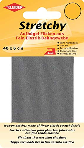 Kleiber + Co.GmbH Stretchy Aufbügel-Flicken, 100% Polyester, grau, 40 x 6 x 0,05 cm, 2